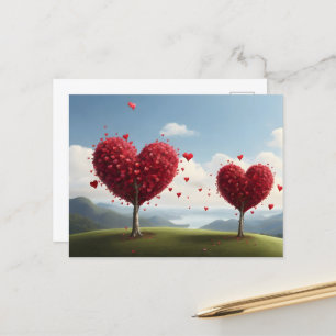 Carte Postale Conception de la Saint Valentin, Coeur sur les arb