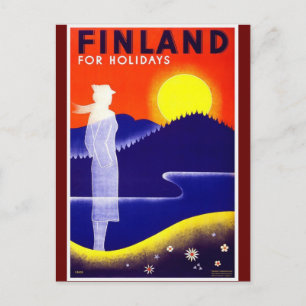 Carte Postale Conception de l'affiche de voyage en Finlande vint