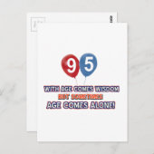Carte Postale Conception de l'anniversaire de sagesse de 95 ans (Devant / Derrière)