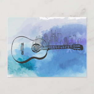 Carte Postale Conception de l'aquarelle de la guitare Skyline de
