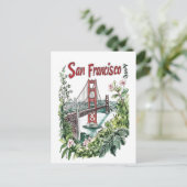 Carte Postale Conception de l'aquarelle du pont du Golden Gate d (Debout devant)