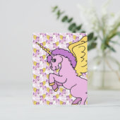 Carte Postale Conception de licorne rose et violette (Debout devant)