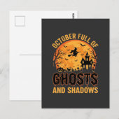 Carte Postale Conception de lune d'Halloween de fantômes et d'om (Devant / Derrière)