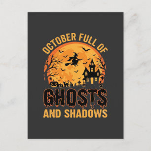 Carte Postale Conception de lune d'Halloween de fantômes et d'om