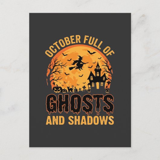 Carte Postale Conception de lune d'Halloween de fantômes et d'om (Devant)