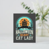 Carte Postale Conception de maison hantée de dame de chat effray (Debout devant)