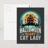 Carte Postale Conception de maison hantée de dame de chat effray (Devant / Derrière)