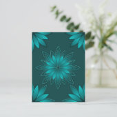 Carte Postale Conception de mandala à feuille de teal sur fond c (Debout devant)