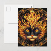 Carte Postale Conception de Mandala de chat de feu mystique (Devant / Derrière)