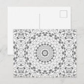 Carte Postale Conception de mandala monochrome gris noir et blan (Devant / Derrière)