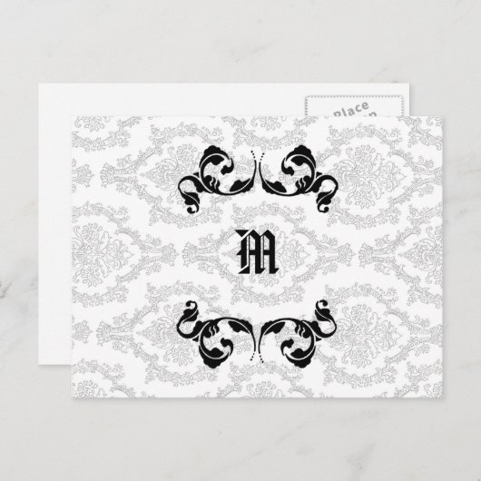 Carte Postale Conception de monogramme Damas (Devant / Derrière)