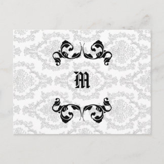 Carte Postale Conception de monogramme Damas