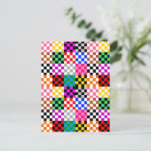 Carte Postale Conception de motif à carreaux patchwork multicolo (Debout devant)
