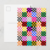 Carte Postale Conception de motif à carreaux patchwork multicolo (Devant / Derrière)