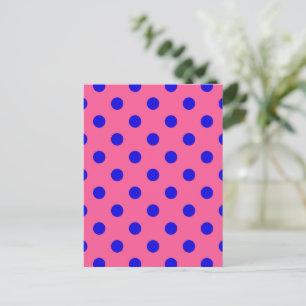 Carte Postale Conception de motif à pois bleus sur fond rose