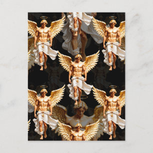 Carte Postale Conception de motif d'anges dorés célestes