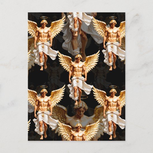 Carte Postale Conception de motif d'anges dorés célestes (Devant)