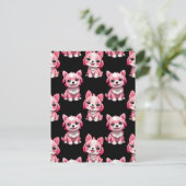 Carte Postale Conception de motif de chiot rose - Noir (Debout devant)
