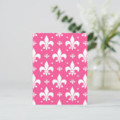 Carte Postale Conception de motif de fleur de lis sur fond rose (Debout devant)