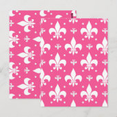 Carte Postale Conception de motif de fleur de lis sur fond rose (Devant / Derrière)