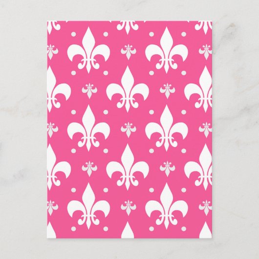 Carte Postale Conception de motif de fleur de lis sur fond rose (Devant)