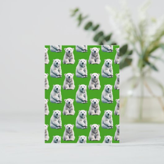 Carte Postale Conception de motif d'ours polaire vert (Debout devant)
