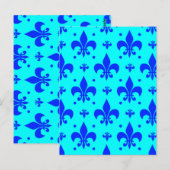 Carte Postale Conception de motif fleur de lis bleu (Devant / Derrière)