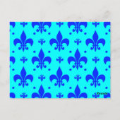 Carte Postale Conception de motif fleur de lis bleu (Dos)