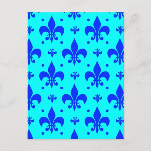 Carte Postale Conception de motif fleur de lis bleu (Devant)