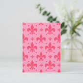 Carte Postale Conception de motif fleur de lis rose  (Debout devant)
