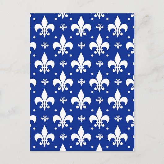 Carte Postale Conception de motif fleur de lis sur fond bleu (Devant)
