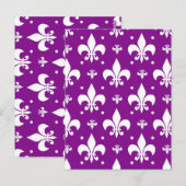 Carte Postale Conception de motif fleur de lis sur fond violet (Devant / Derrière)