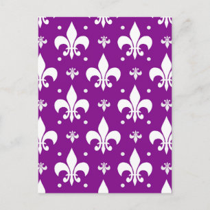 Carte Postale Conception de motif fleur de lis sur fond violet