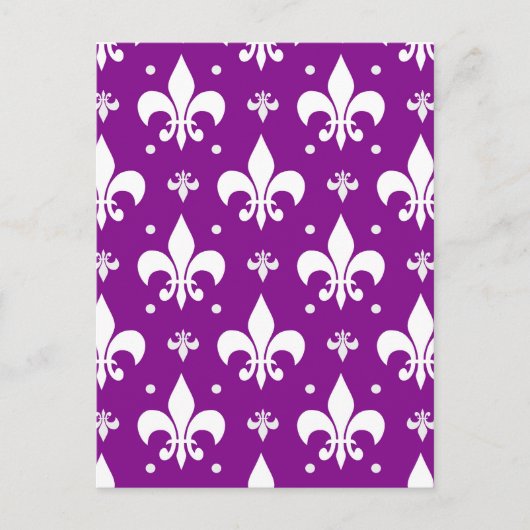 Carte Postale Conception de motif fleur de lis sur fond violet (Devant)