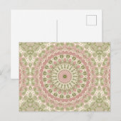 Carte Postale Conception de motif mandala rose et vert (Devant / Derrière)