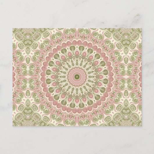 Carte Postale Conception de motif mandala rose et vert (Devant)