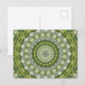 Carte Postale Conception de motif mandala vert et blanc (Devant / Derrière)