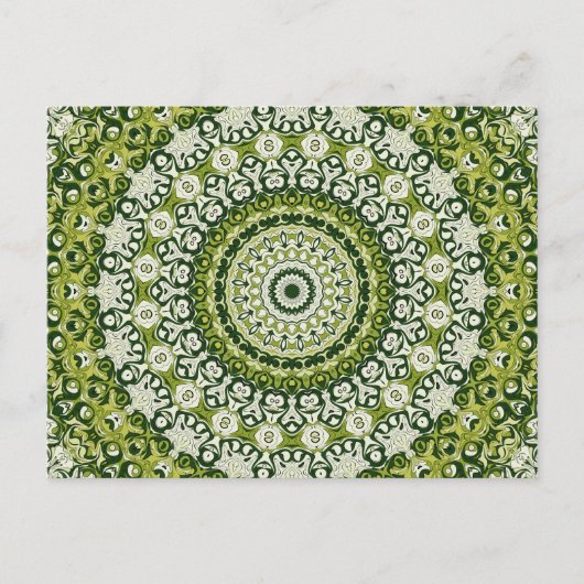 Carte Postale Conception de motif mandala vert et blanc (Devant)