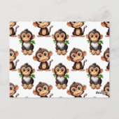 Carte Postale Conception de motif singe blanc  (Dos)