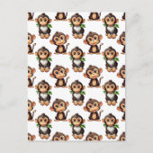 Carte Postale Conception de motif singe blanc  (Devant)