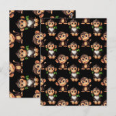 Carte Postale Conception de motif singe noir  (Devant / Derrière)