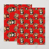 Carte Postale Conception de motif singe rouge (Devant / Derrière)