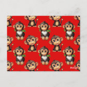 Carte Postale Conception de motif singe rouge (Dos)