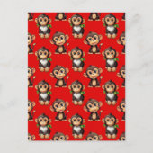 Carte Postale Conception de motif singe rouge (Devant)