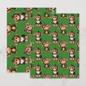 Carte Postale Conception de motif singe vert  (Devant / Derrière)