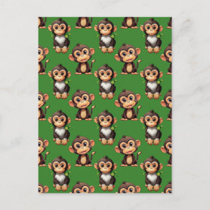 Carte Postale Conception de motif singe vert