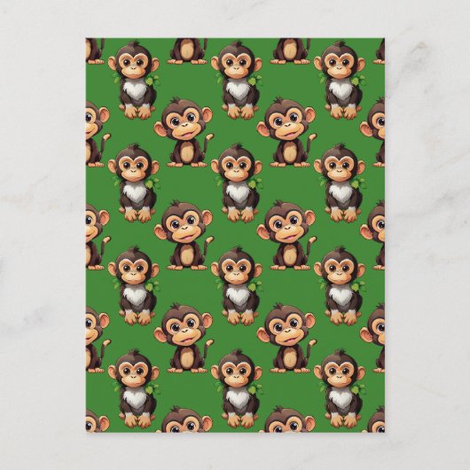 Carte Postale Conception de motif singe vert  (Devant)