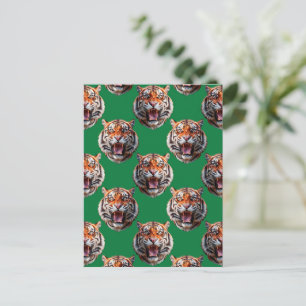 Carte Postale Conception de motif tête de tigre vert