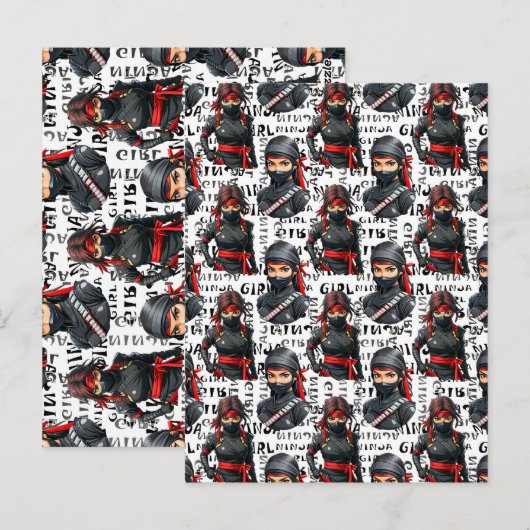 Carte Postale Conception de motif textuel pour filles ninja anim (Devant / Derrière)