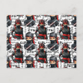 Carte Postale Conception de motif textuel pour filles ninja anim (Dos)